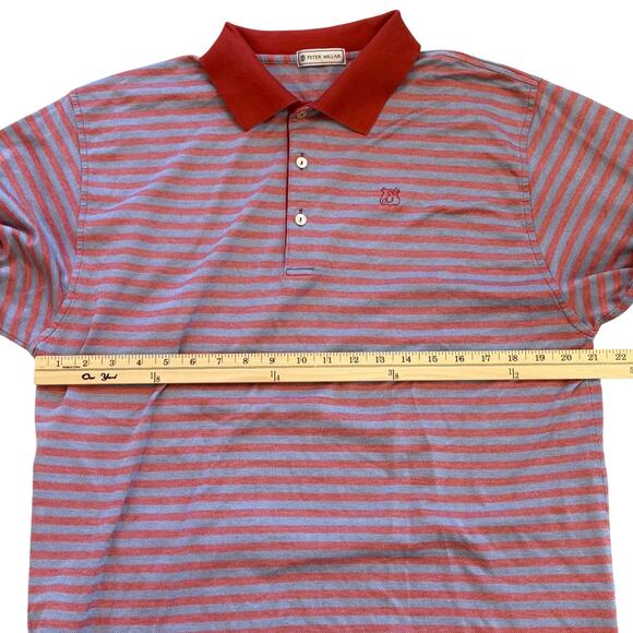 Vtg Peter Millar Polo Shirt Mens Size Large Red Striped Short Sleeve Cotton Golf - Picture 6 of 7
